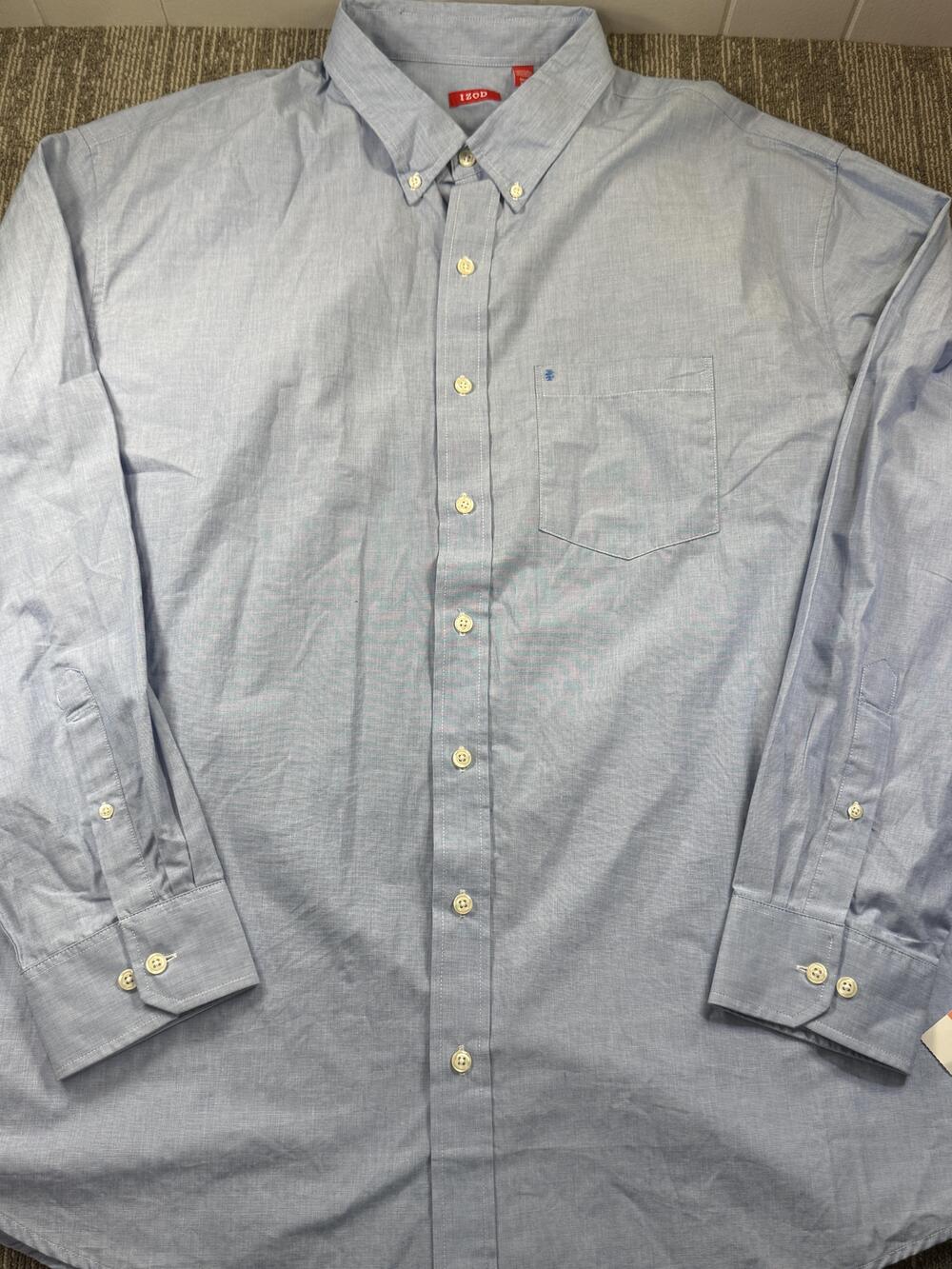 IZOD Shirt Mens 3XLT Big Tall Blue Check Long Sleeve Button Down Casual Woven